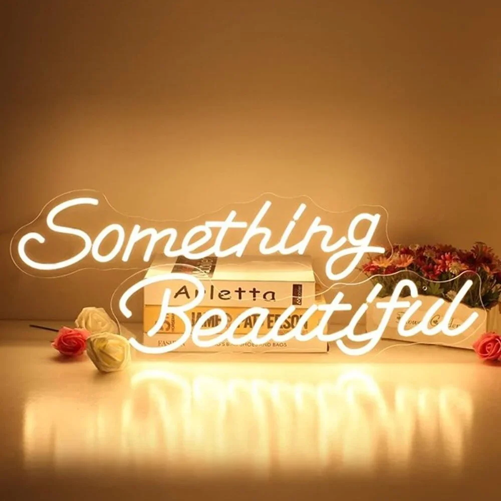 NEW Something Beautiful Neon Sign for Wall Decor 43.90''x 6.79in - Picture 1 of 7